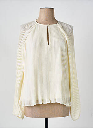 Blouse col rond manches longues beige VILA femme