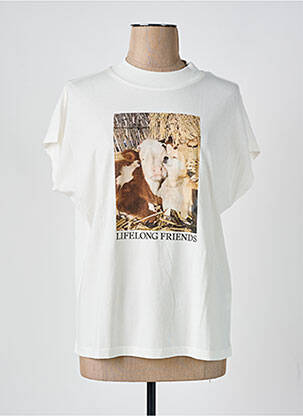 T-shirt imprimé fantaisie manches courtes beige THINKING MU femme