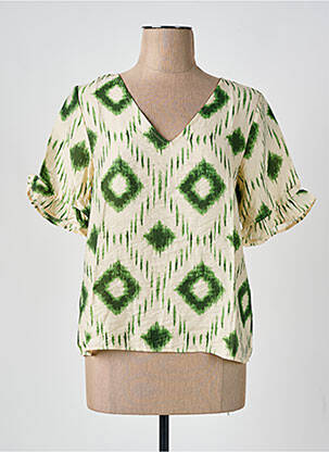 Blouse manches courtes manches courtes vert OBJECT femme