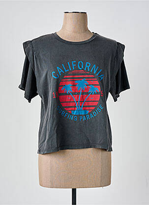 T-shirt coupe droite manches courtes gris PIECES femme