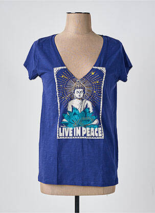 T-shirt col v manches courtes violet LEON & HARPER femme