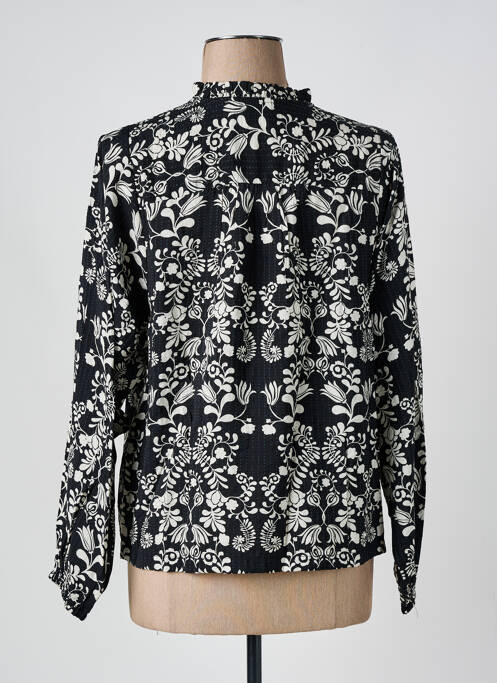 Chemisier imprimé fleurs manches longues noir ICHI femme