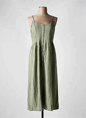 Robe mi-longue coupe cintrée fines bretelles vert VILA femme