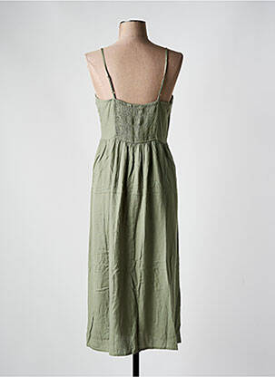 Robe mi-longue coupe cintrée fines bretelles vert VILA femme