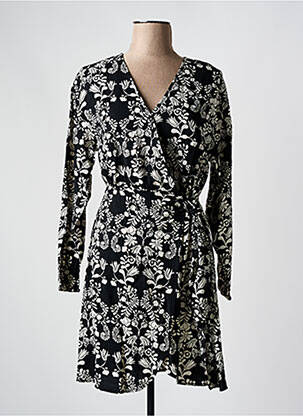 Robe courte manches longues manches longues noir ICHI femme