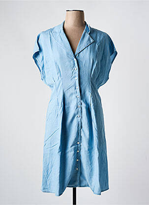 Robe mi-longue manches courtes manches courtes bleu PIECES femme