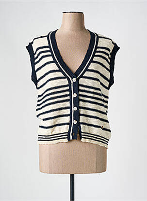 Gilet manches courtes fermeture boutonnée sur le devant bleu LA PETITE ETOILE femme