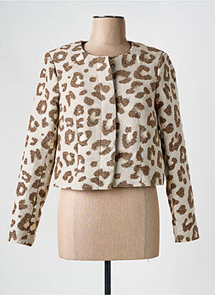 Veste casual col rond marron OBJECT femme