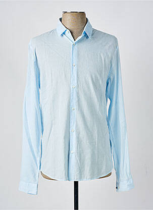 Chemise manches longues tissage popeline bleu IKKS homme