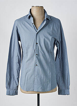 Chemise manches longues tissage popeline bleu fonce IKKS homme