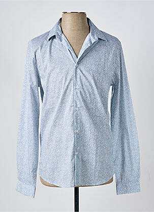 Chemise manches longues tissage popeline bleu IKKS homme