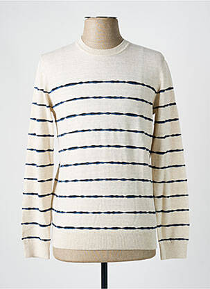 Pull col rond manches longues beige IKKS homme