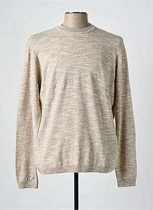 Pull col rond manches longues beige IKKS homme