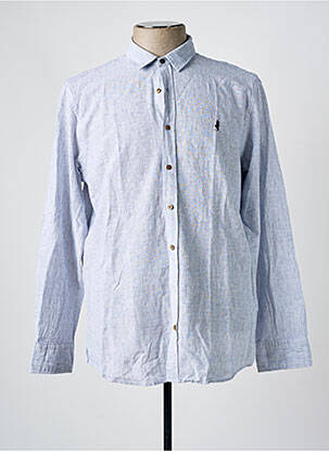 Chemise manches longues coupe droite bleu MCS homme