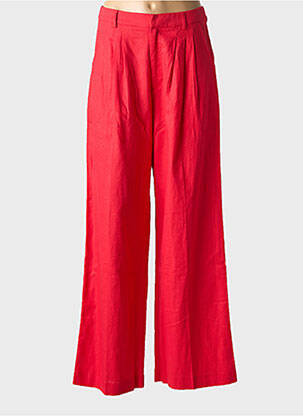 Pantalon large fermeture zippée sous rabat boutonné taille normale rouge GRACE & MILA femme