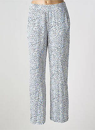 Pantalon droit tissage popeline taille normale bleu ICHI femme