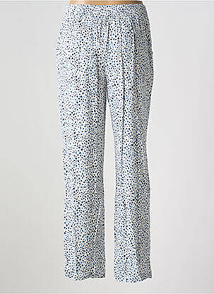 Pantalon droit tissage popeline taille normale bleu ICHI femme