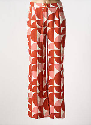 Pantalon large fermeture zippée sous rabat boutonné taille normale orange THINKING MU femme
