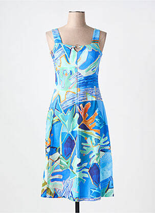Robe mi-longue imprimé fantaisie sans manche bleu DOLCEZZA femme