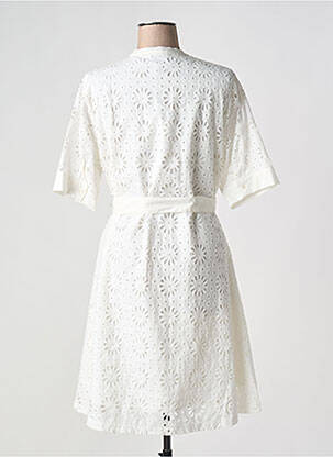 Robe mi-longue manches courtes manches courtes blanc LEO & UGO femme