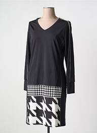 Robe mi-longue imprimé fantaisie manches longues noir TUZZI femme