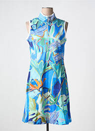 Robe mi-longue imprimé fantaisie sans manche bleu DOLCEZZA femme