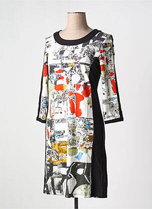 Robe mi-longue manches 3/4 manches 3/4 blanc DOLCEZZA femme