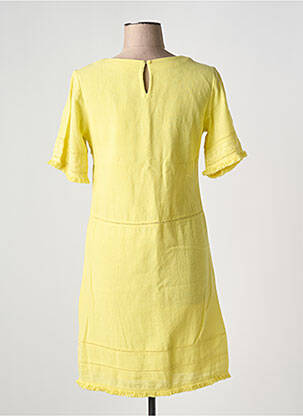 Robe mi-longue manches courtes manches courtes jaune MD'M femme