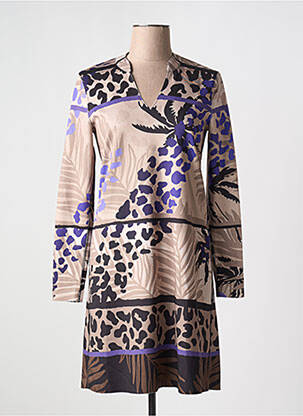 Robe mi-longue imprimé fantaisie manches longues violet TUZZI femme