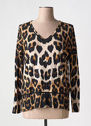 Pull col v manches longues noir LEO & UGO femme