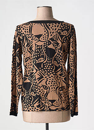 Pull coupe cintrée manches longues marron LEO & UGO femme