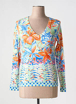 Pull coupe cintrée manches longues bleu LEO & UGO femme