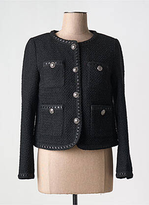 Veste casual col rond noir LEO & UGO femme
