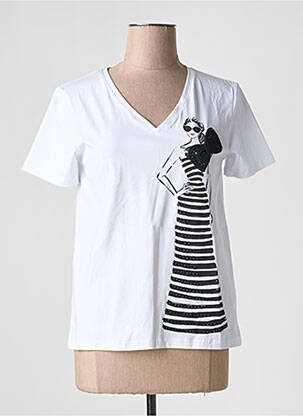 T-shirt sérigraphie floquée manches courtes blanc LEO & UGO femme