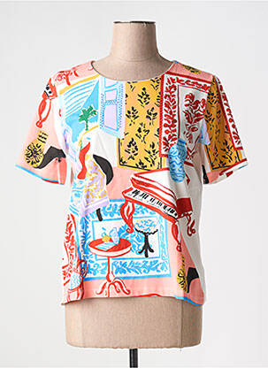 T-shirt imprimé fantaisie manches courtes rouge LEO & UGO femme