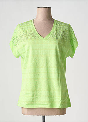 T-shirt coupe droite manches courtes vert LEO & UGO femme