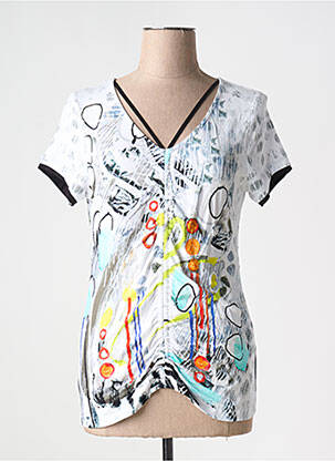 T-shirt imprimé fantaisie manches courtes blanc DOLCEZZA femme