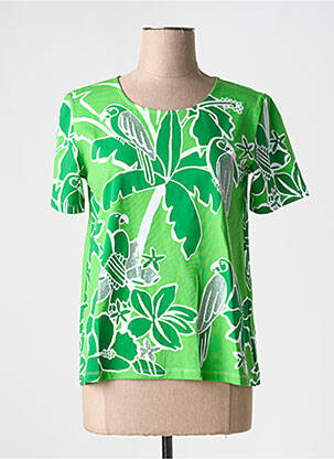 T-shirt stretch manches courtes vert LEO & UGO femme