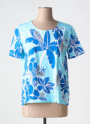 T-shirt stretch manches courtes bleu LEO & UGO femme