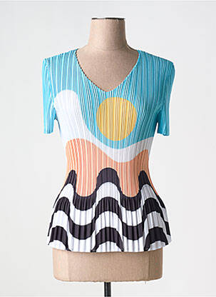 T-shirt imprimé fantaisie manches courtes bleu LEO & UGO femme