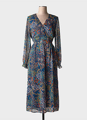 Robe longue manches longues manches longues bleu JULIE GUERLANDE femme
