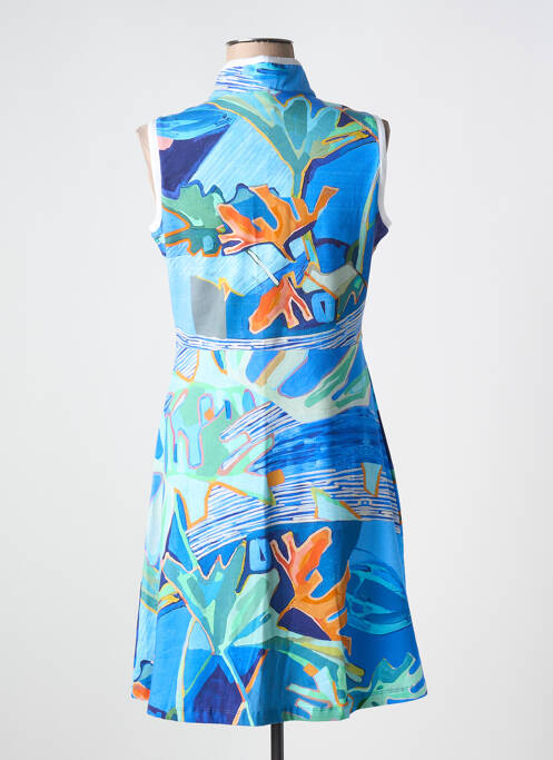 Robe mi-longue imprimé fantaisie sans manche bleu DOLCEZZA femme