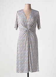 Robe mi-longue imprimé fantaisie manches courtes bleu SURKANA femme