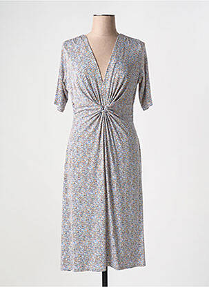 Robe mi-longue imprimé fantaisie manches courtes bleu SURKANA femme