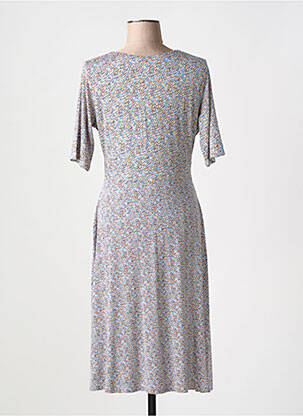 Robe mi-longue imprimé fantaisie manches courtes bleu SURKANA femme