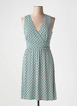 Robe mi-longue imprimé fantaisie sans manche vert SURKANA femme