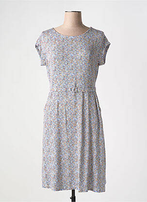 Robe mi-longue imprimé fantaisie manches courtes bleu SURKANA femme