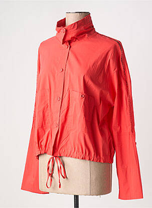 Chemisier tissage popeline manches longues rouge EVA KAYAN femme