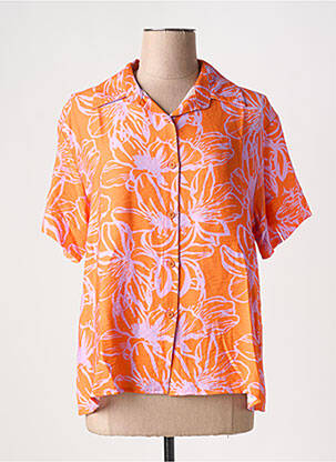 Chemisier imprimé fleurs manches courtes orange SCORZZO femme