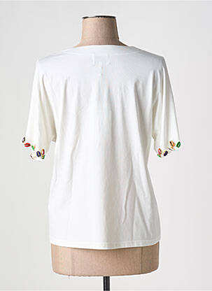 T-shirt col v manches courtes blanc LEO & UGO femme